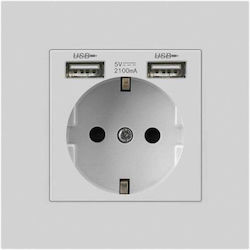 Pcu1 Socket Simple 2 X Usb 2.1 A White Color Polycarbonate 16a Pcu1 Socket Simple 2 X Usb 2.1 A White Color Polycarbonate 16a