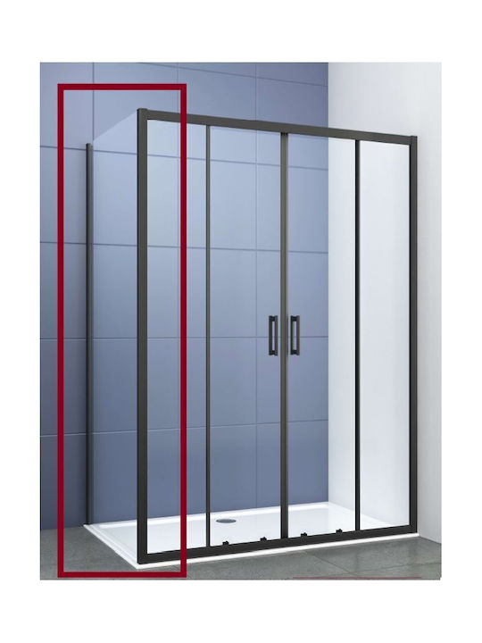 Piccadilly Feste Seite für Dusche 70x195cm Klarglas Schwarz