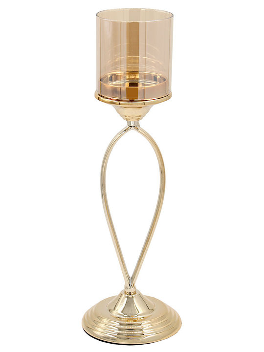 Keskor Candle Holder Metal in Gold Color 14x14x42cm 1pcs