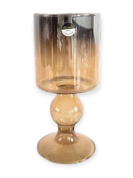 Karvounis Candle Holder Glass in Silver Color 11x11x24cm 1pcs