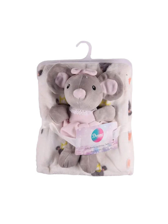Dreams by Joyce Blanket Nursery Swaddling Blankets Velvet White with Animal 75x100cm