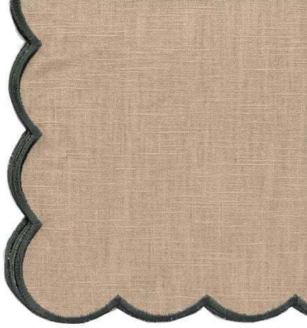 Nakas Concept Napkin Linen Set 4pcs Beige, Green 42x42cm