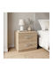 Bedside Table Athos Wooden With Metal Legs Beige 48x40x41.5cm