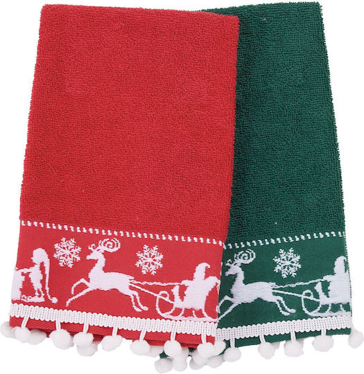 Das Home Set Ornamente de Crăciun Șervețele Roșu L50xW30cm. 2buc