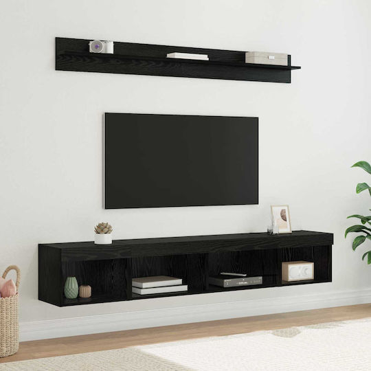 Living Room TV Unit with Lighting Black Beech L40xW30xH30cm