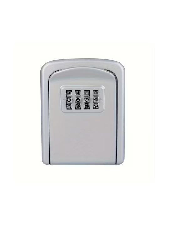 Panora Wall-mounted Combination Key Holder Metallic with Combination Dial 2 Hooks 7.5x3.7x9.4cm
