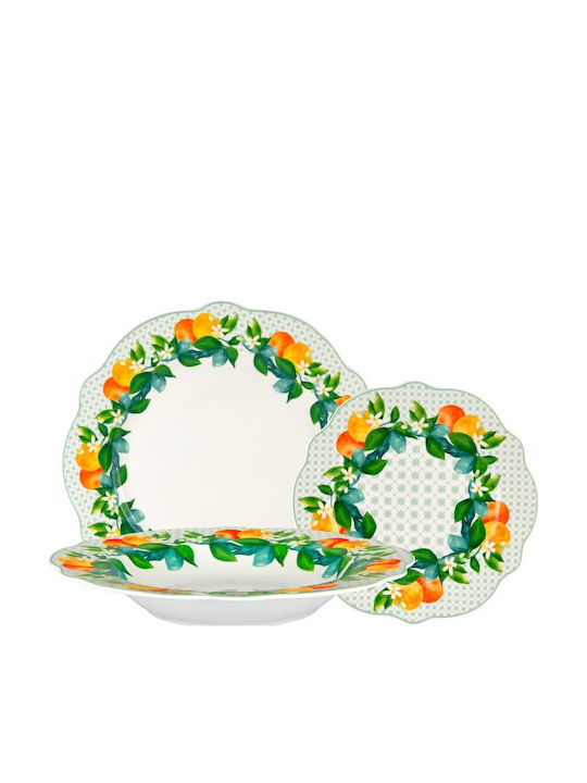 Casa Domani Green Porcelain Dinnerware Set 12pcs