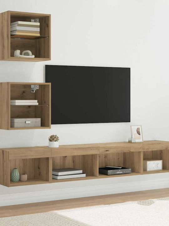 Wohnzimmer TV-Einheit Artisan Oak mit Vitrine &...