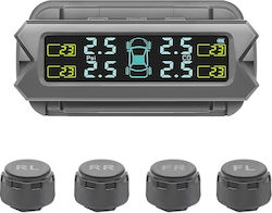 Tpms Tire Pressure Monitoring System Solar Charging 4 External Sensors Lcd Display