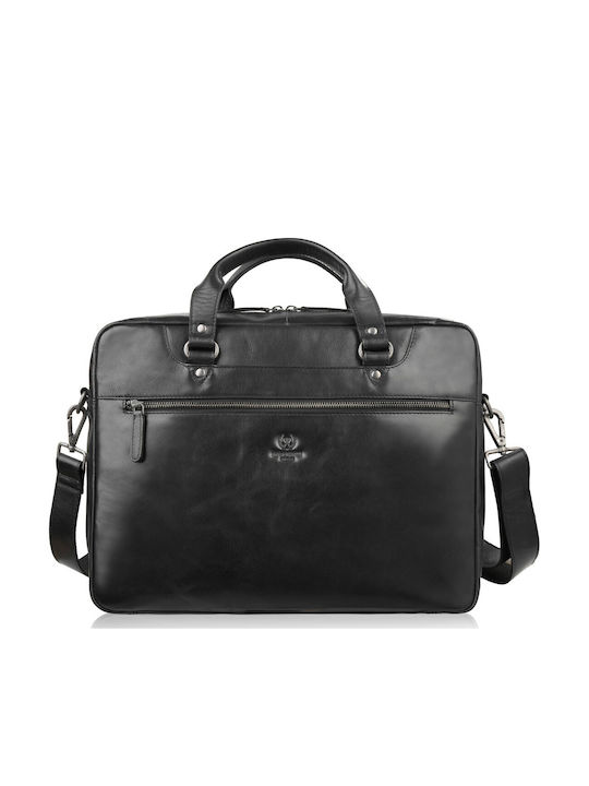 Leder Herrentasche Schulter / Crossbody Schwarz