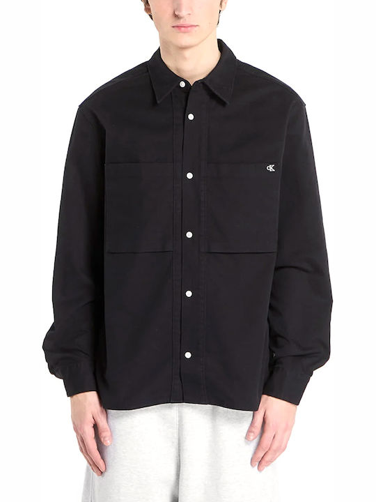 Calvin Klein Baumwoll Overshirt Relaxed Fit Schwarz