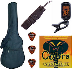 Setac1 Acoustic Guitar Accessory Set Case Strap Picks Tuner Strings
