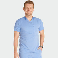 Cherokee CK718A Male Medical Blouse Light Blue