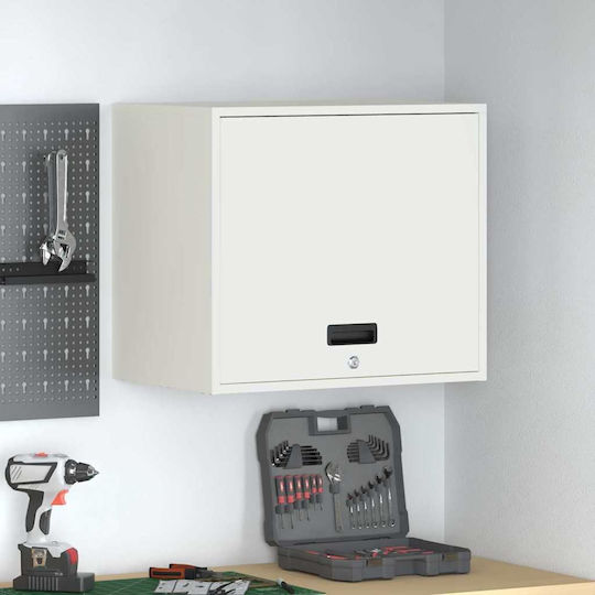 Wall Mounted Living Room Cabinet Made of Metal White 60x40x53cm