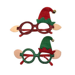 Christmas Glasses Elf Hat Red Or Green 1 Piece