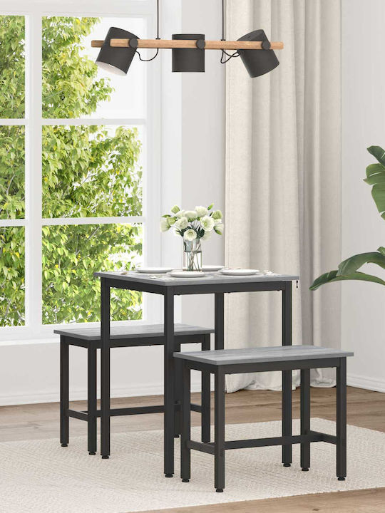 Wooden Dining Table with Metal Frame 60x60x75cm