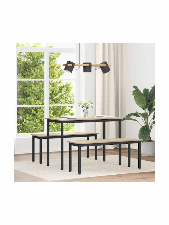 Table Dining Room Wooden with Metal Frame Black...