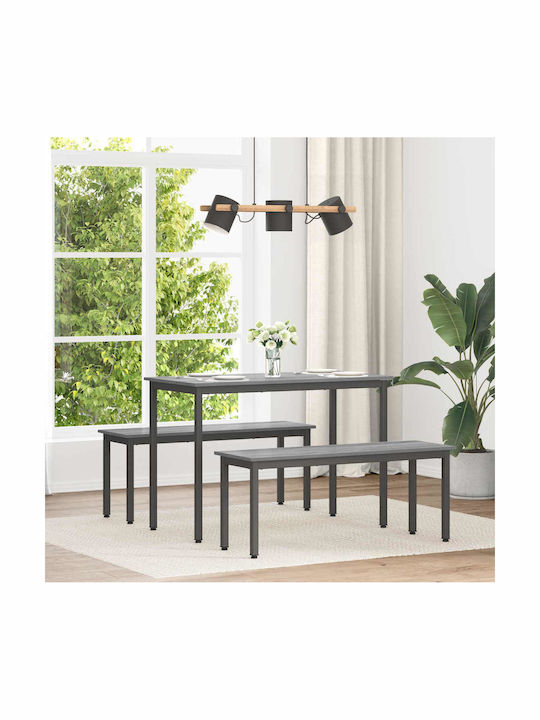 Table Dining Room Wooden with Metal Frame Black...