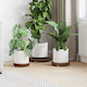 vidaXL Pot Stands Wooden Brown 3pcs
