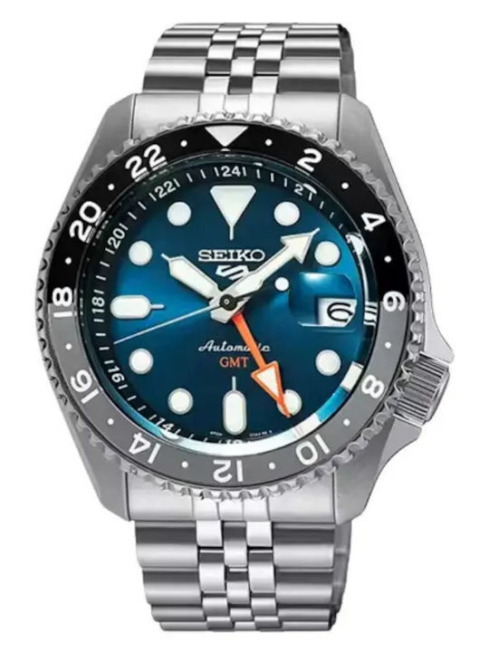 Seiko 5 Sports Ανδρικό Ρολόι 42mm Αυτόματο με Ασημί Μεταλλικό Μπρασελέ
