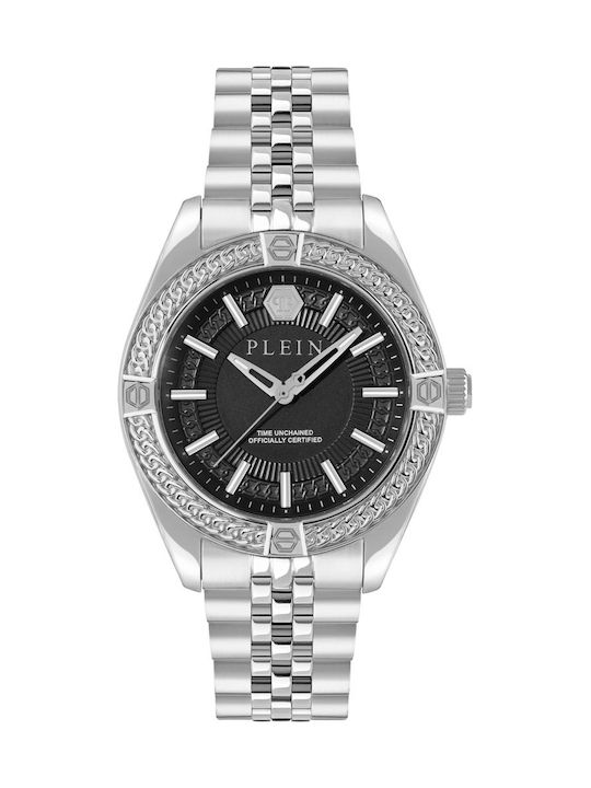 Philipp Plein Plein Icon Chain Womens Watch 43mm Battery with Silver Metal Bracelet