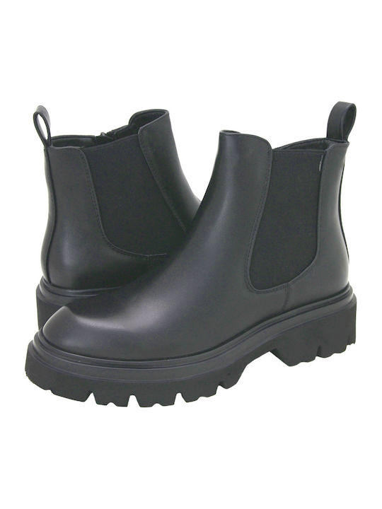 Ideal Shoes Leder Stiefeletten Damen Schwarz