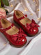 Kids Leather Ballerinas with Hoop & Loop Closure Burgundy