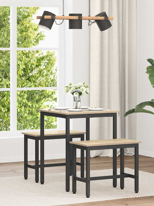 Wooden Dining Table with Metal Frame 60x60x75cm