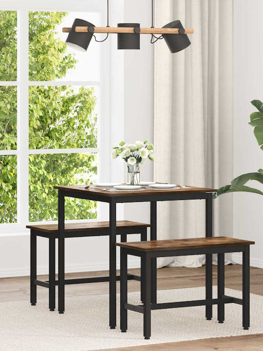 Wooden Dining Table with Metal Frame Brown 70x7...