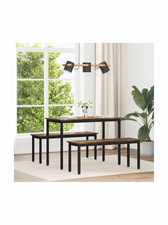 Table Dining Room Wooden with Metal Frame Black...