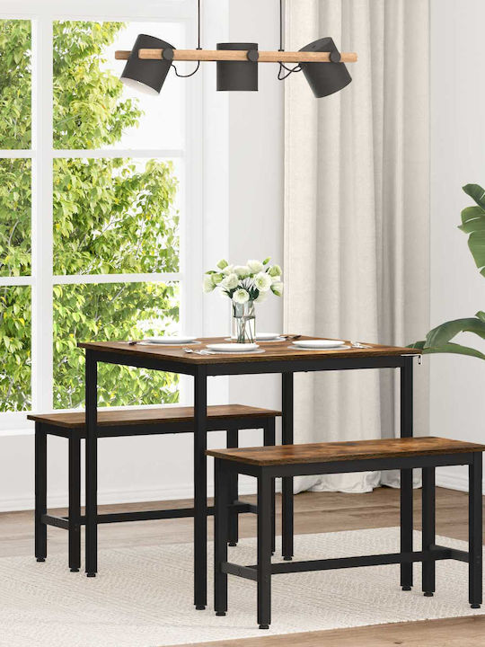 Wooden Dining Table with Metal Frame Black 80x8...