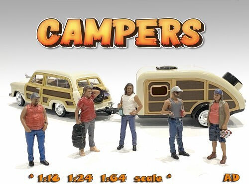 Set 5 Figurine Campers 1:18 American Diorama