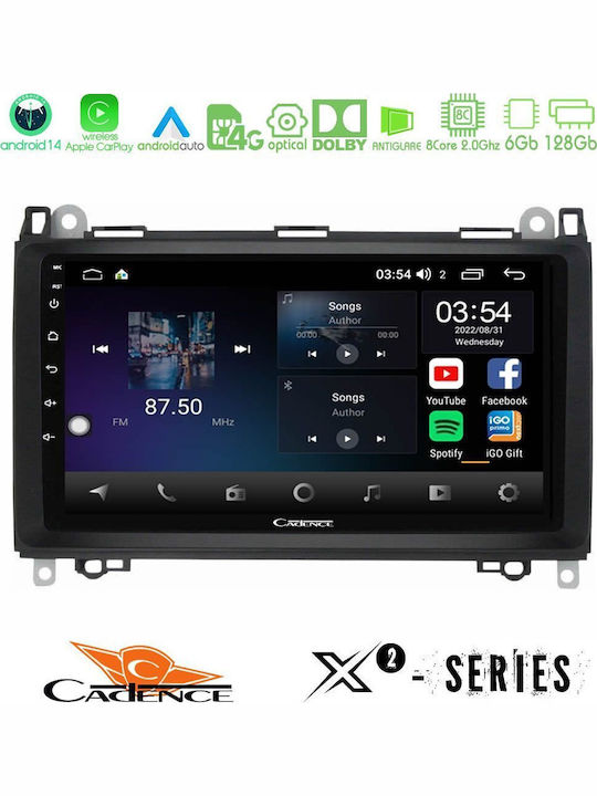 Cadence Car Audio System for Mercedes-Benz Vito / Sprinter / A Class / B Class / Viano 2004-2012 (Bluetooth/USB/WiFi/GPS/Apple-Carplay/Android-Auto) with Touch Screen 9"