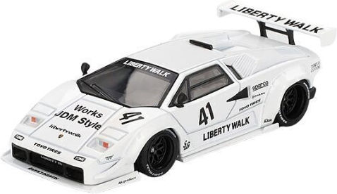 Machetă Mașină Lamborghini Countach Lbworks Alb Tokyo Auto Salon 2024 Scara 1:64 Mini GT MGT00966-L