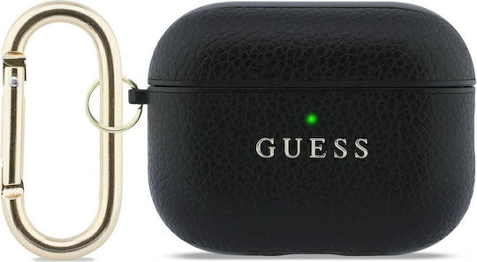 Guess Hülle Kunststoff mit Haken in Schwarz Farbe für Apple AirPods Pro 3