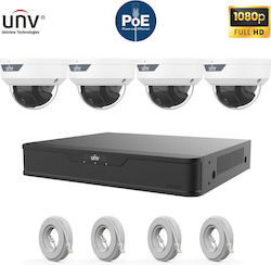 Uniview Σύστημα Παρακολούθησης 4 Καμερών IP 1080p