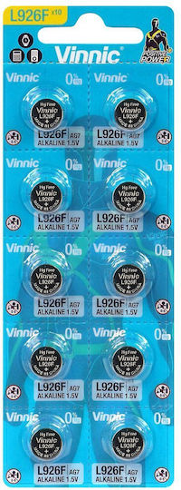 Vinnic Алкални Батерии За часовници LR57 / LR927 / CR2025 1.5V 10бр