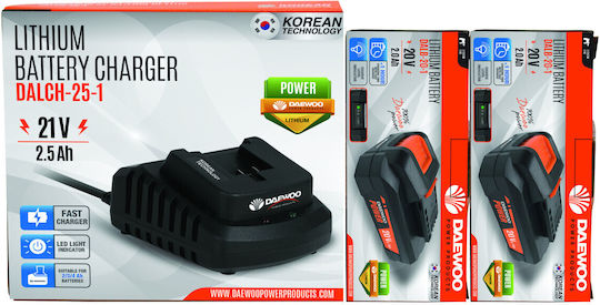 Stație De Încărcare U-force 21v 2.5ah + 2 Baterii U-force 20v 2.0ah Daewoo