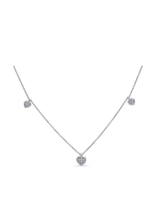 Psomas Halskette mit Design Herz aus Weißgold 9 K mit Zirkon