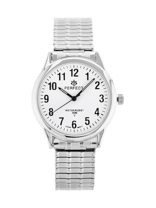Perfect Мъжки Часовник 30mm На Батерия със Сребриста Метална Гривна