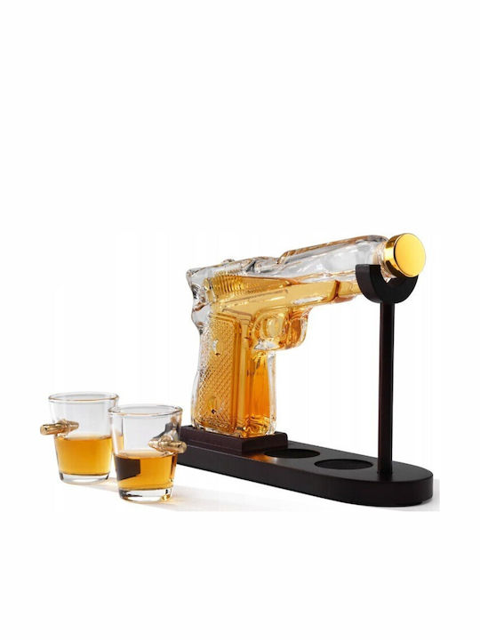 Sticlă Carafă de Servire Whiskey 14buc cu Dop și Pahare Transparentă 220ml 1buc