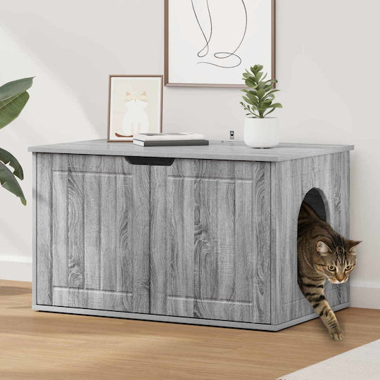 Vidaxl Casă Pentru Pisici Gri Sonoma 85 X 55 X 53,5 Cm Lemn Prelucrat
