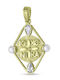 CHrysolithos Charm Talisman Constantine with Stones from Gold 9K KR3079