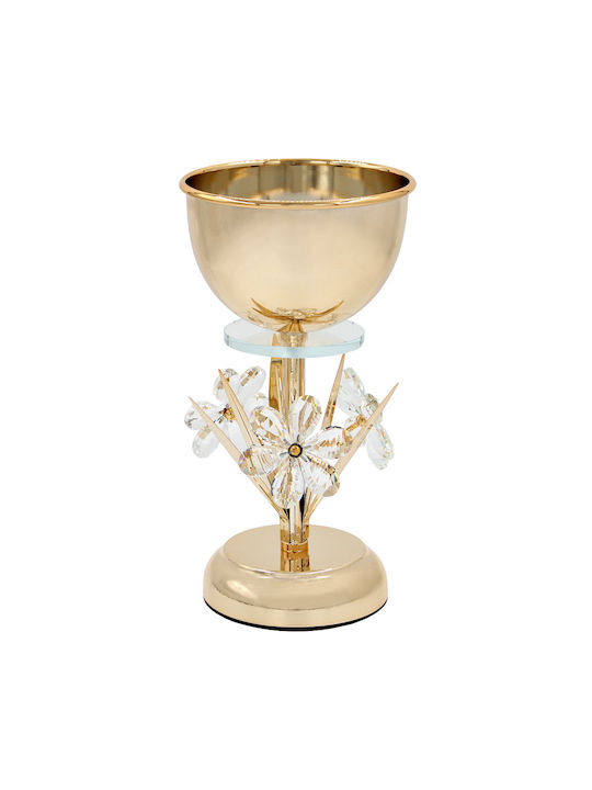 Decorative Metallic Flower Vase Φ16x30 Cm Gold Crystals Keskor 43203