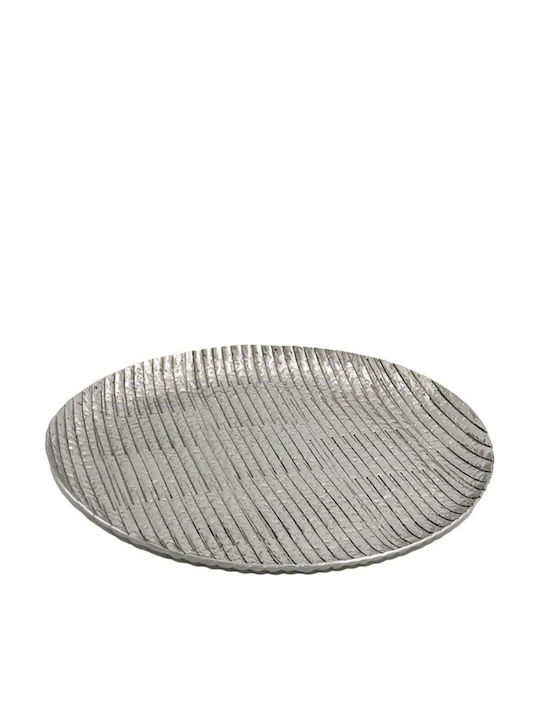 Fylliana Διακοσμητική Πιατέλα Μεταλλική Γκρι 32x3x3εκ.