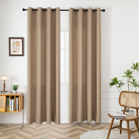 Beauty Home Κουρτίνα με Τρουκς Μπεζ 140x270εκ.