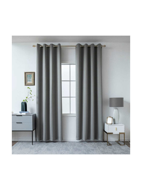 Beauty Home Κουρτίνα Συσκότισης με Τρουκς Γκρι 140x270εκ.