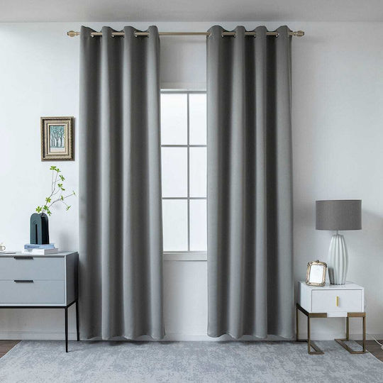 Beauty Home Κουρτίνα Συσκότισης με Τρουκς Γκρι 140x270εκ.