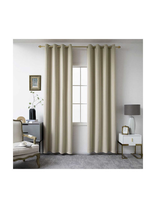 Beauty Home Κουρτίνα Συσκότισης με Τρουκς Μπεζ 140x270εκ.