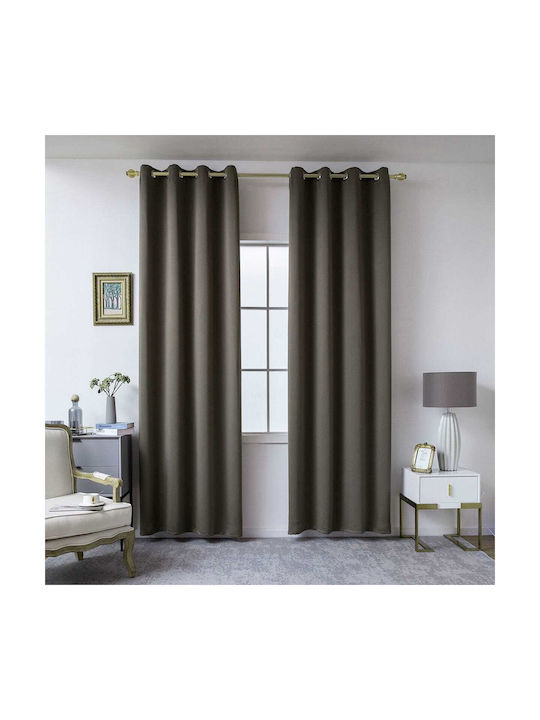 Beauty Home Blackout Curtain with Brown Grommets 140x270cm